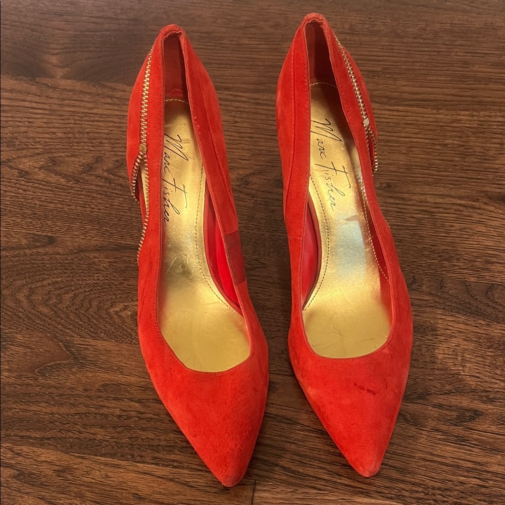 Marc Fisher Vibrant Red Suede Heels